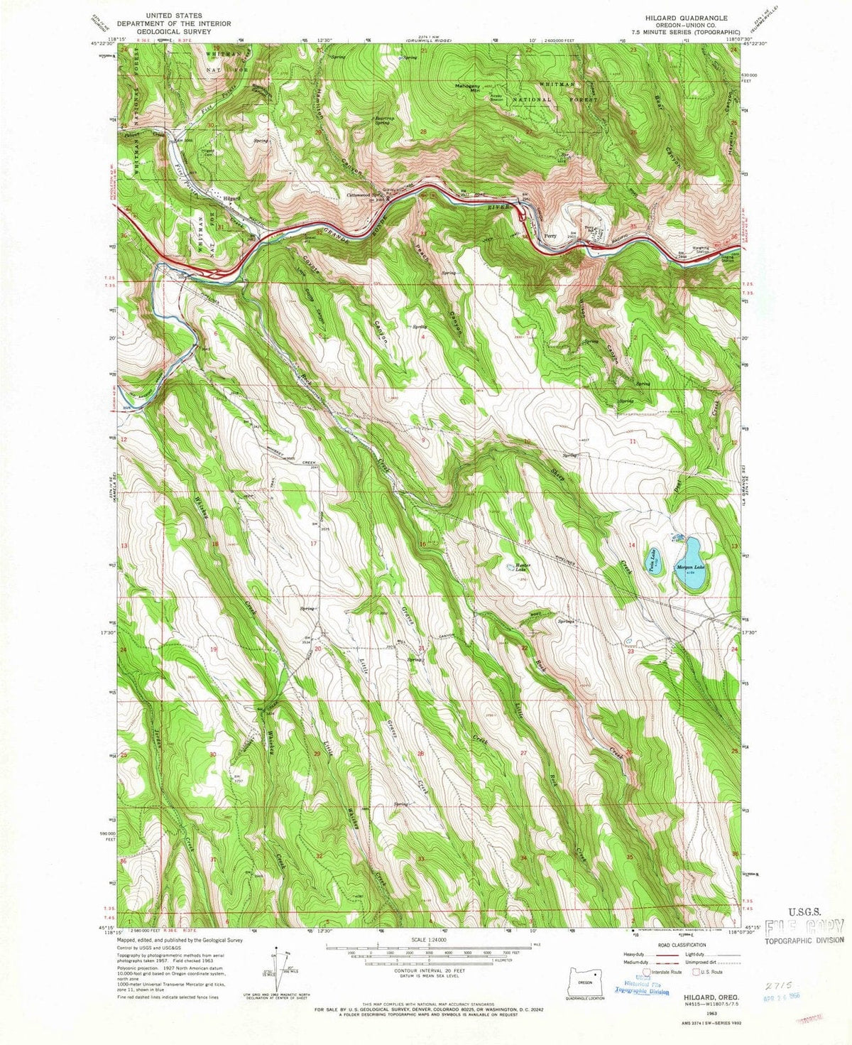 1963 Hilgard, OR - Oregon - USGS Topographic Map