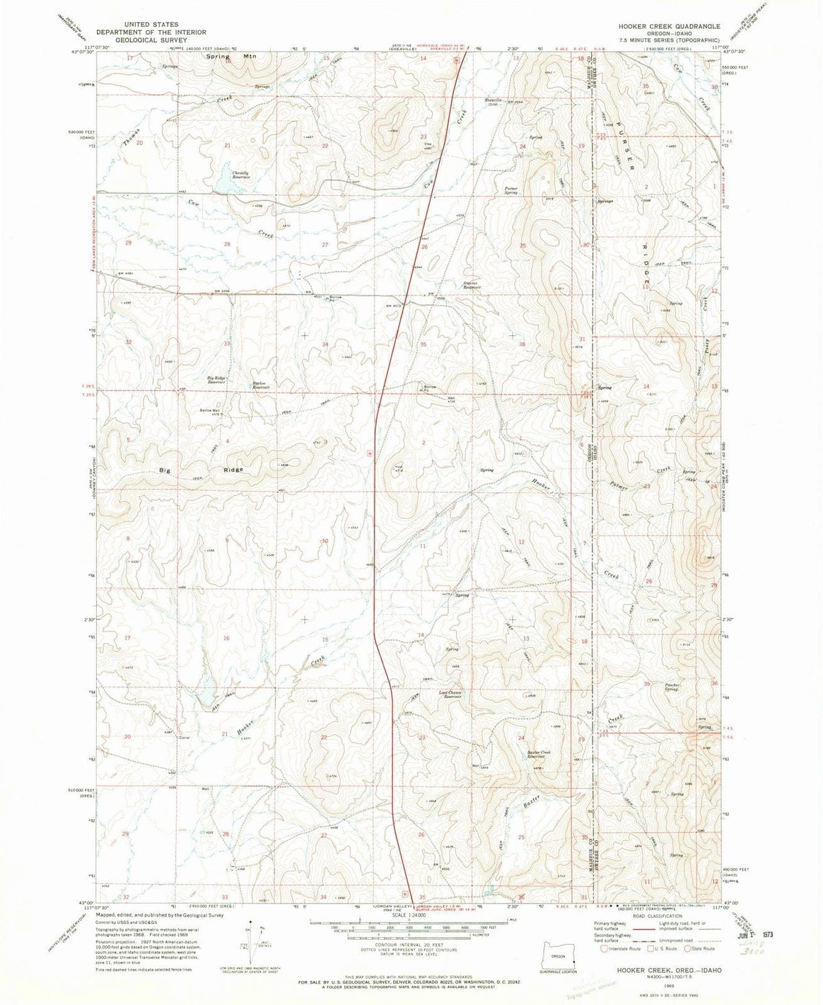 1969 Hooker Creek, OR - Oregon - USGS Topographic Map