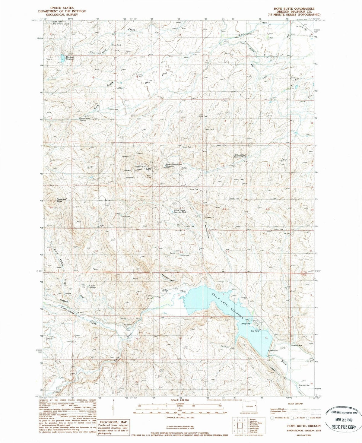 1988 Hope Butte, OR - Oregon - USGS Topographic Map