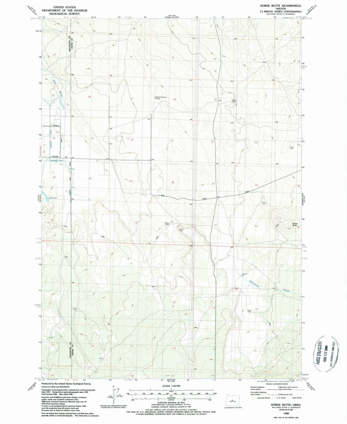 1988 Horse Butte, OR - Oregon - USGS Topographic Map
