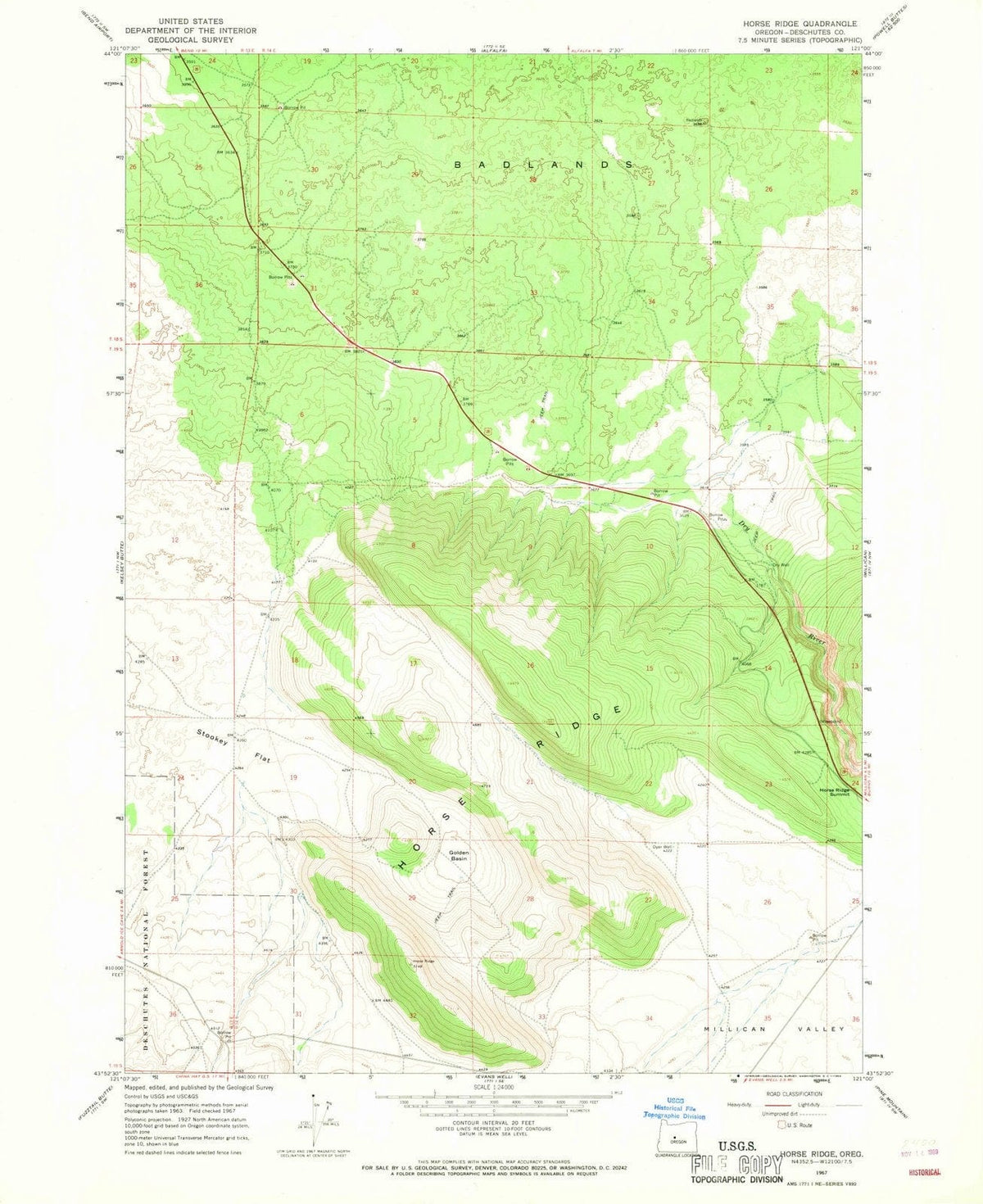 1967 Horse Ridge, OR - Oregon - USGS Topographic Map