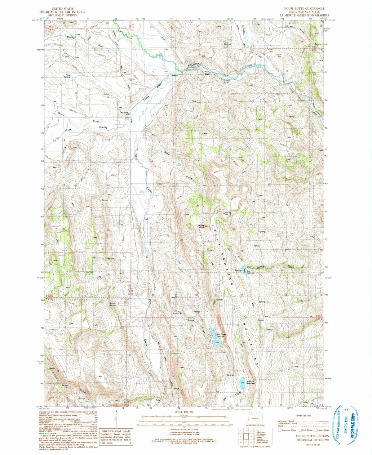 1990 House Butte, OR - Oregon - USGS Topographic Map