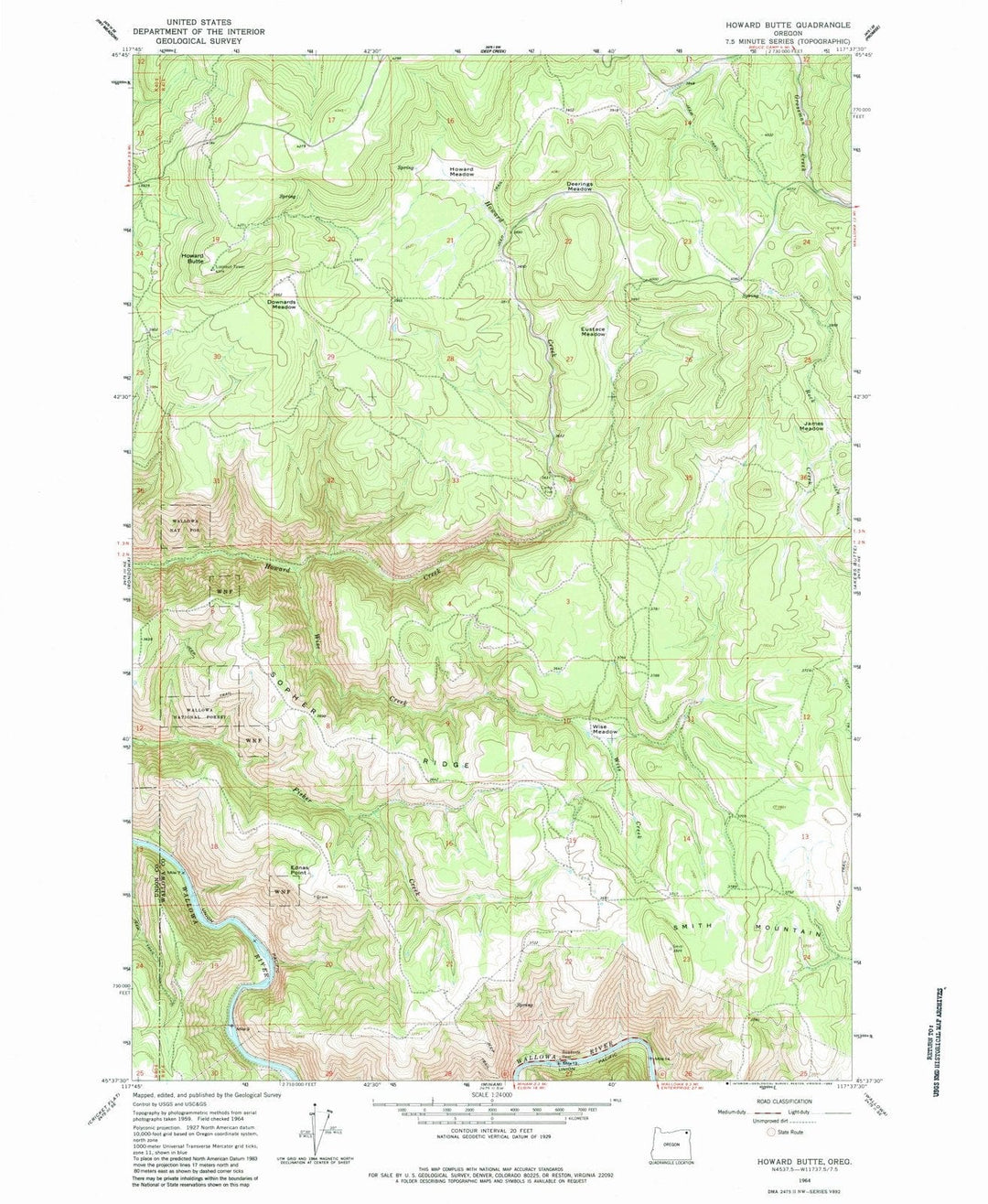 1964 Howard Butte, OR - Oregon - USGS Topographic Map