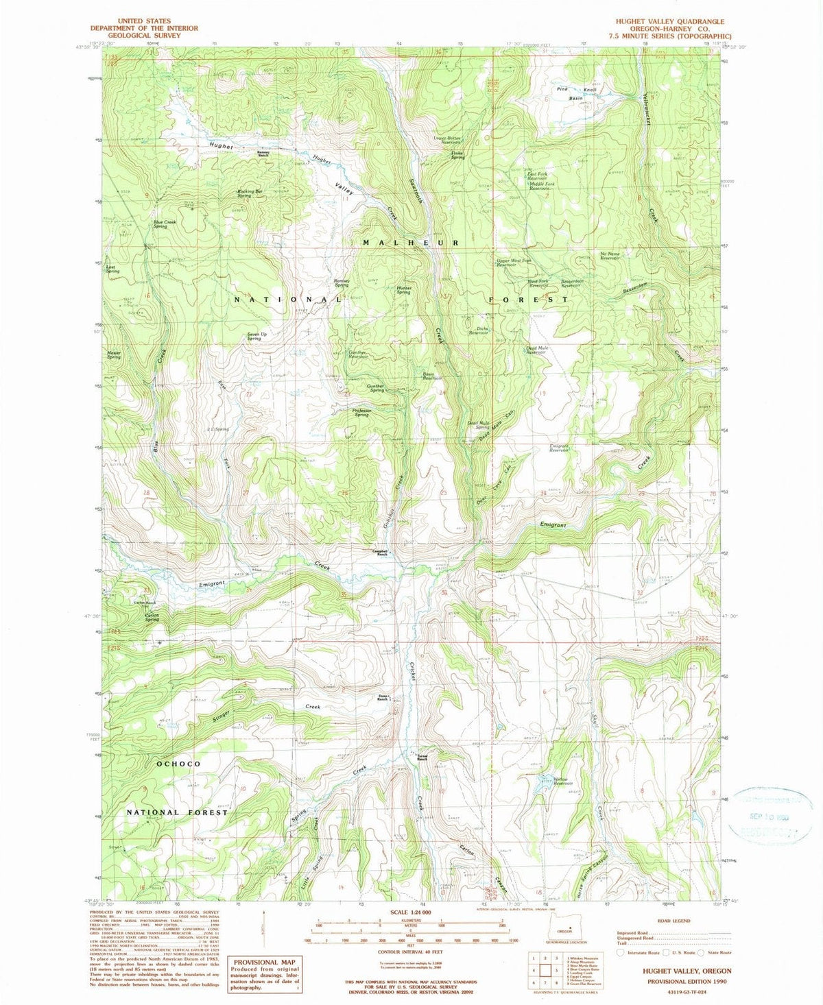 1990 Hughet Valley, OR - Oregon - USGS Topographic Map