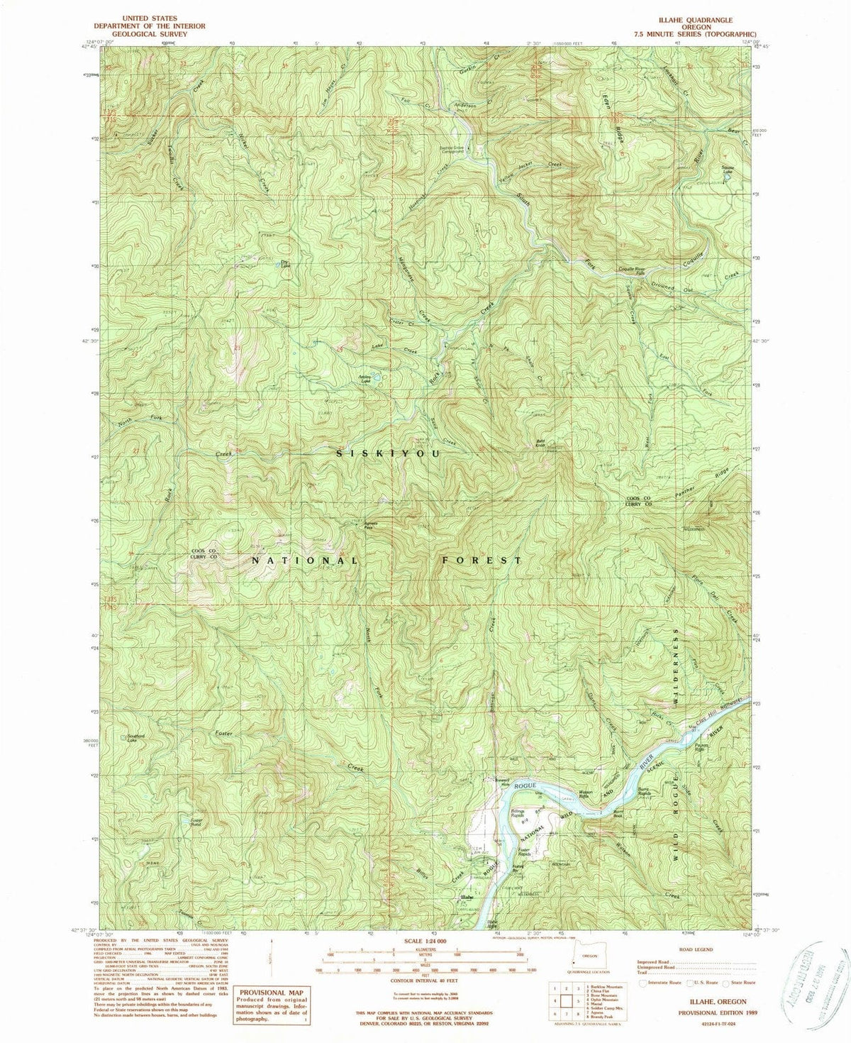 1989 Illahe, OR - Oregon - USGS Topographic Map