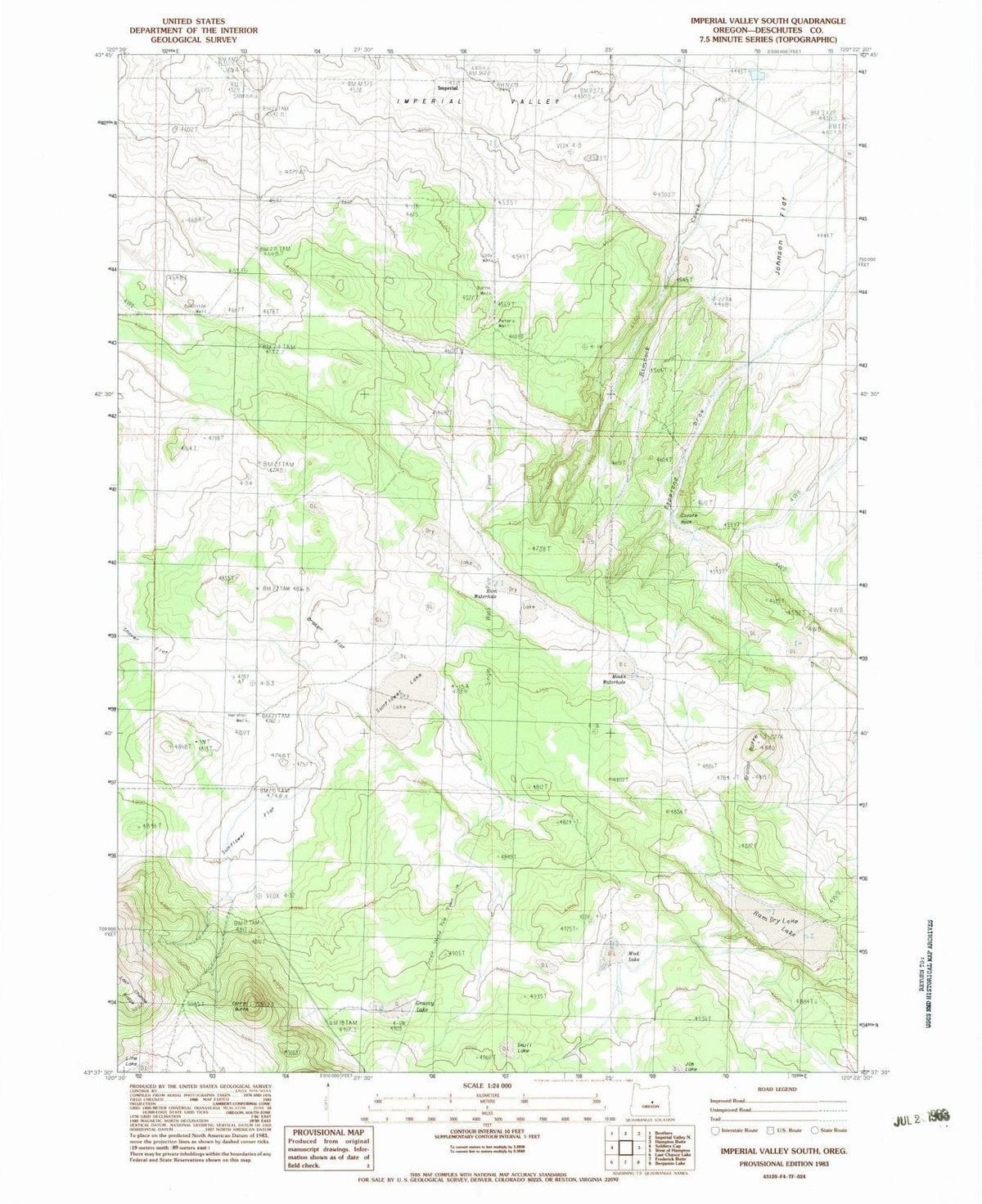 1983 Imperial Valley South, OR - Oregon - USGS Topographic Map