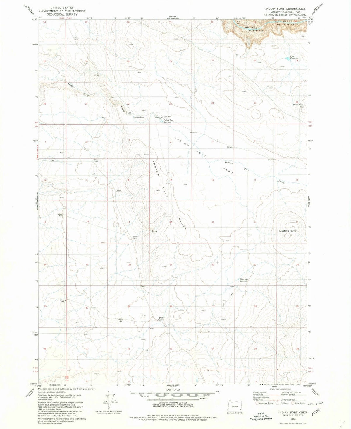 1980 Indian Fort, OR - Oregon - USGS Topographic Map