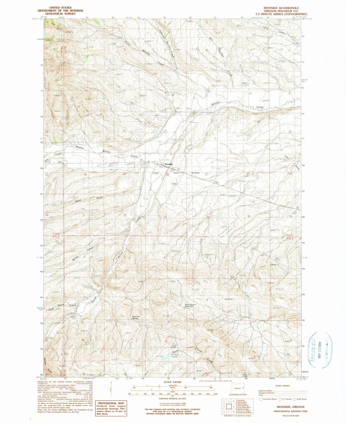 1990 Ironside, OR - Oregon - USGS Topographic Map