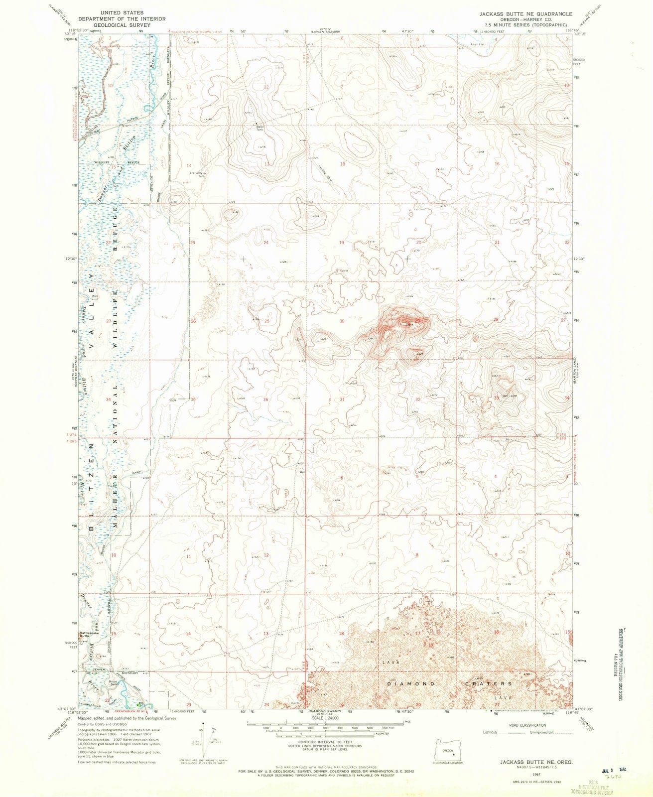 1967 Jackass Butte, OR - Oregon - USGS Topographic Map