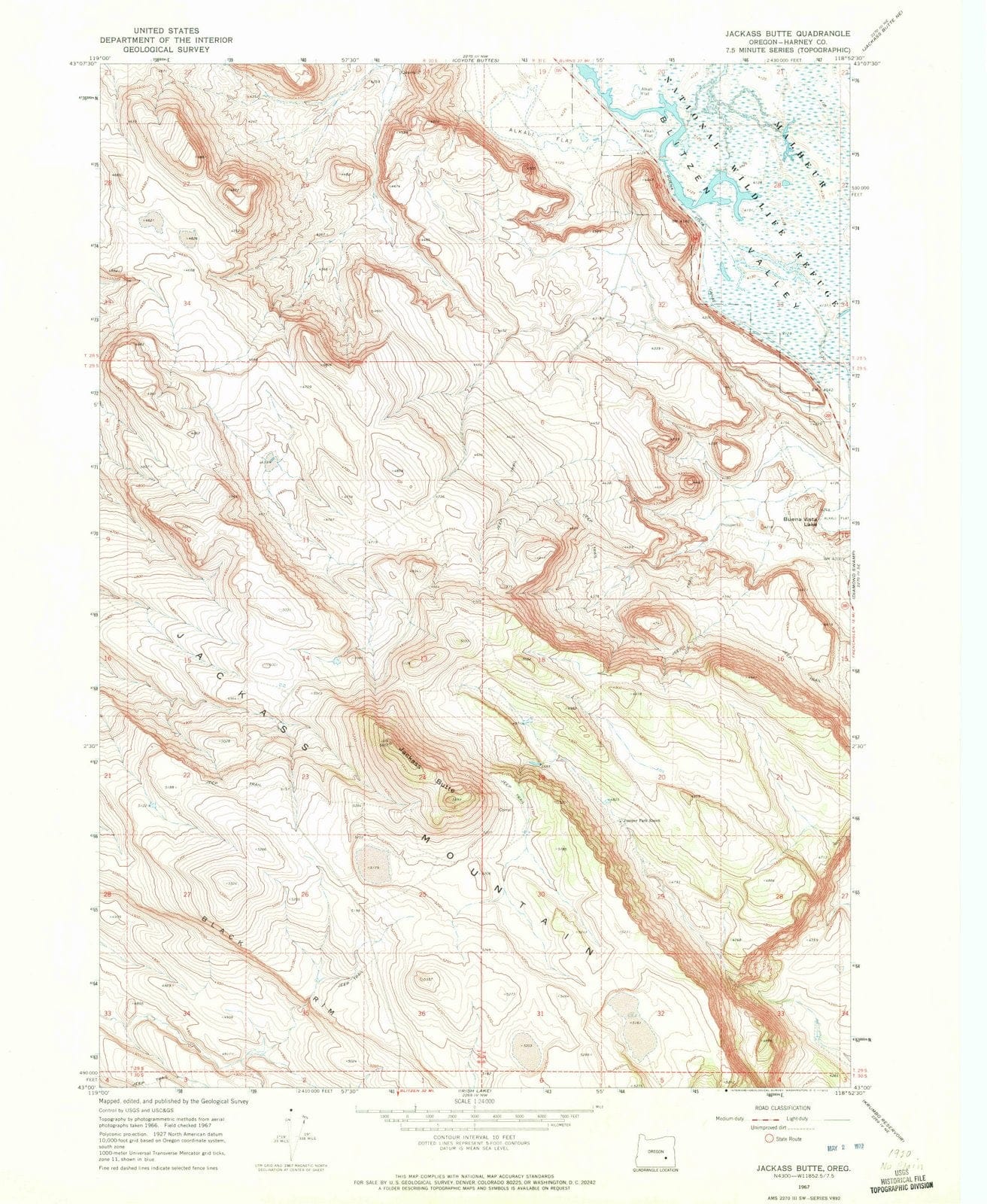 1967 Jackass Butte, OR - Oregon - USGS Topographic Map v2