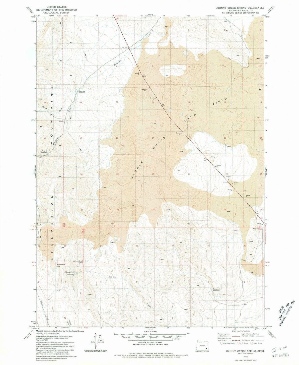 1980 Johnny Creek Spring, OR - Oregon - USGS Topographic Map