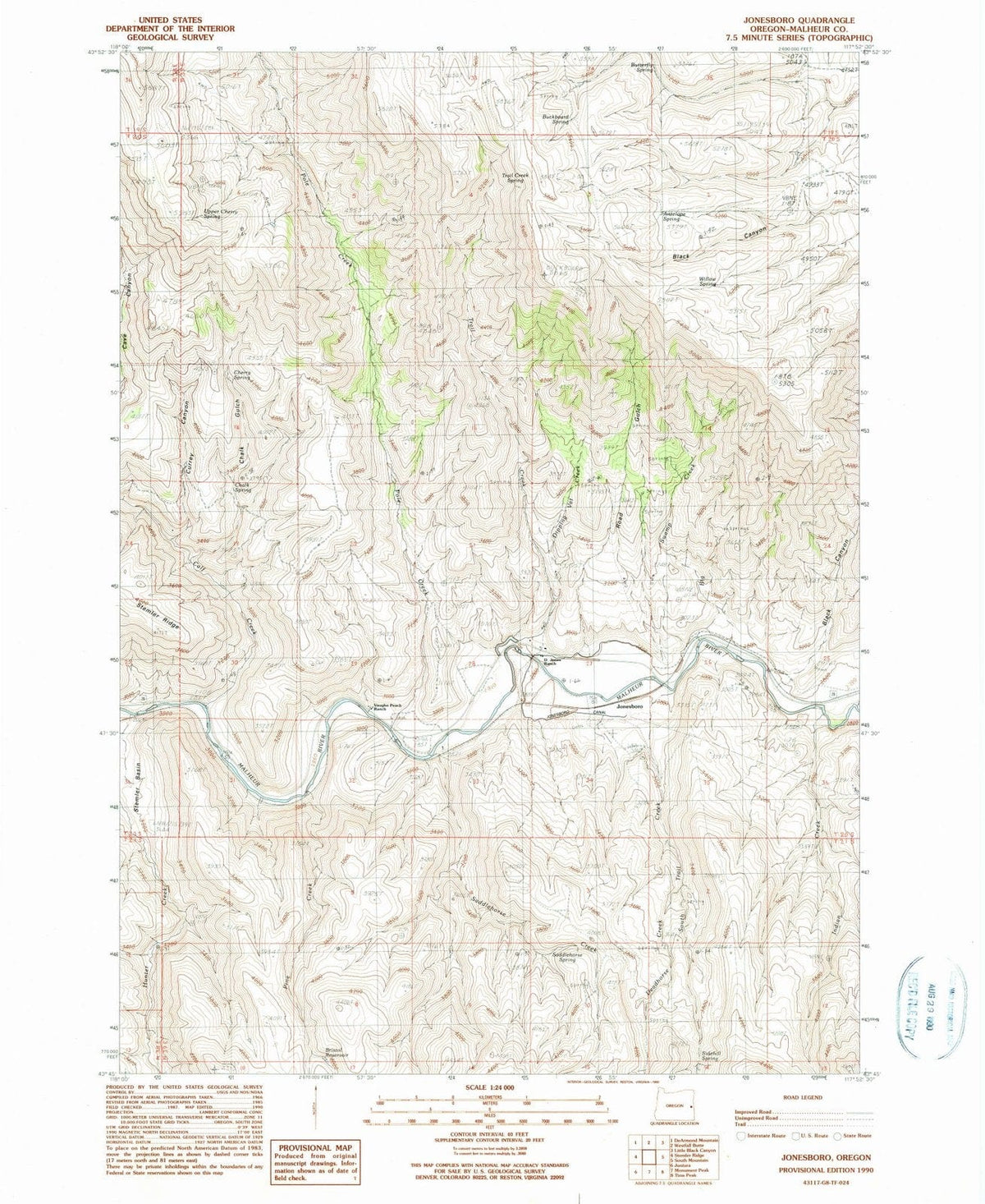 1990 Jonesboro, OR - Oregon - USGS Topographic Map