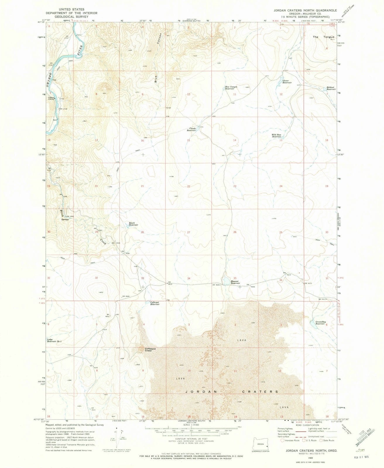 1969 Jordan Craters North, OR - Oregon - USGS Topographic Map