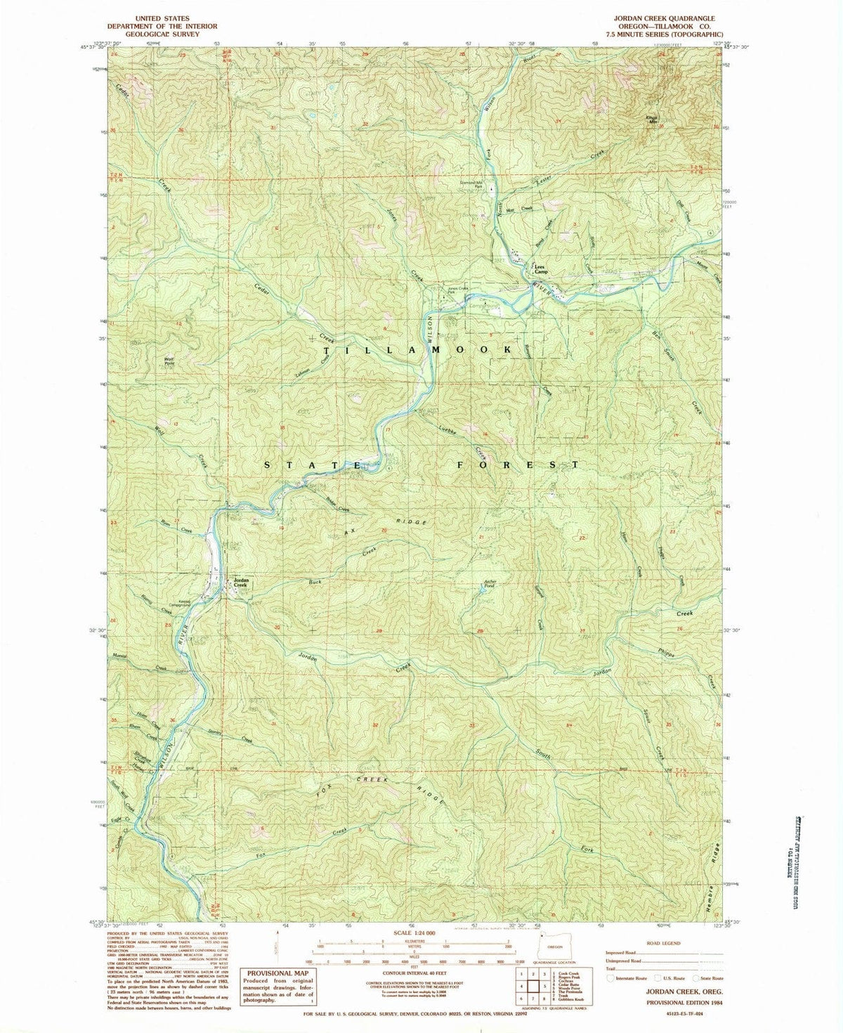 1984 Jordan Creek, OR - Oregon - USGS Topographic Map