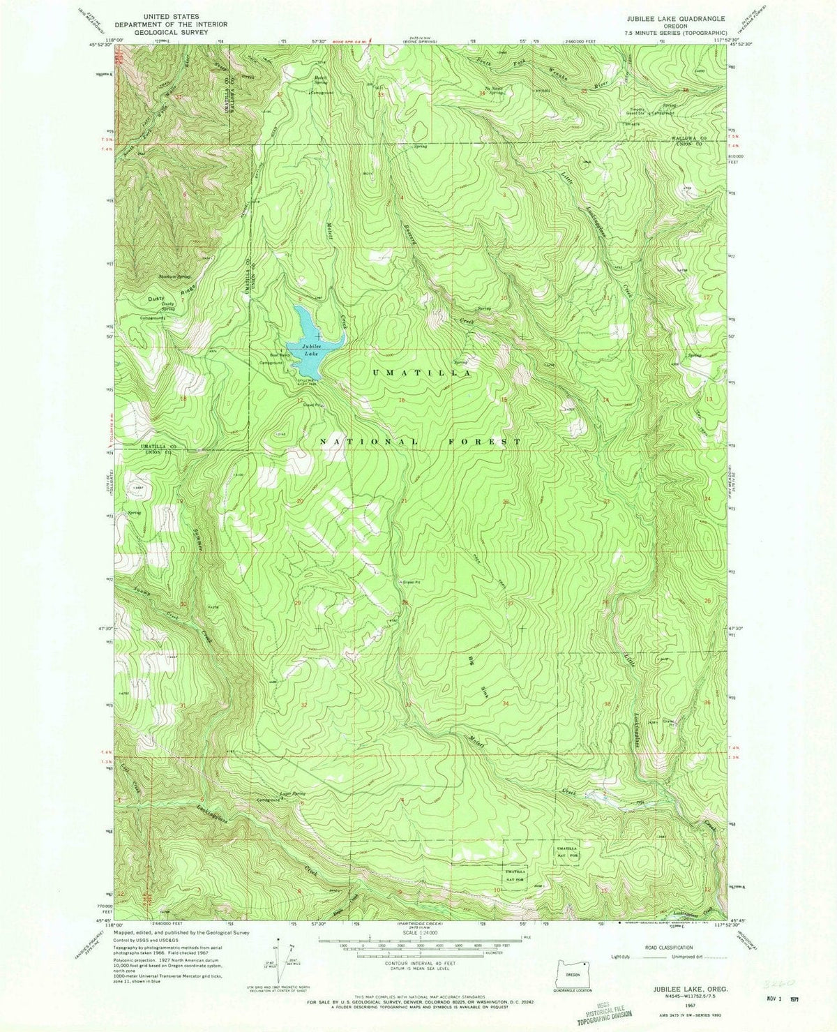 1967 Jubilee Lake, OR - Oregon - USGS Topographic Map