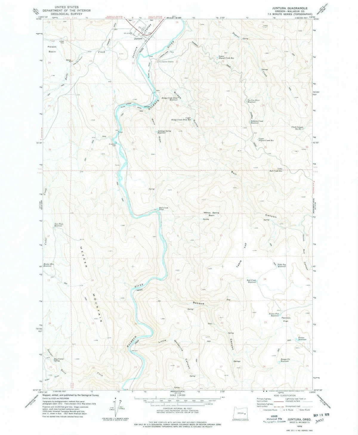 1978 Juntura, OR - Oregon - USGS Topographic Map