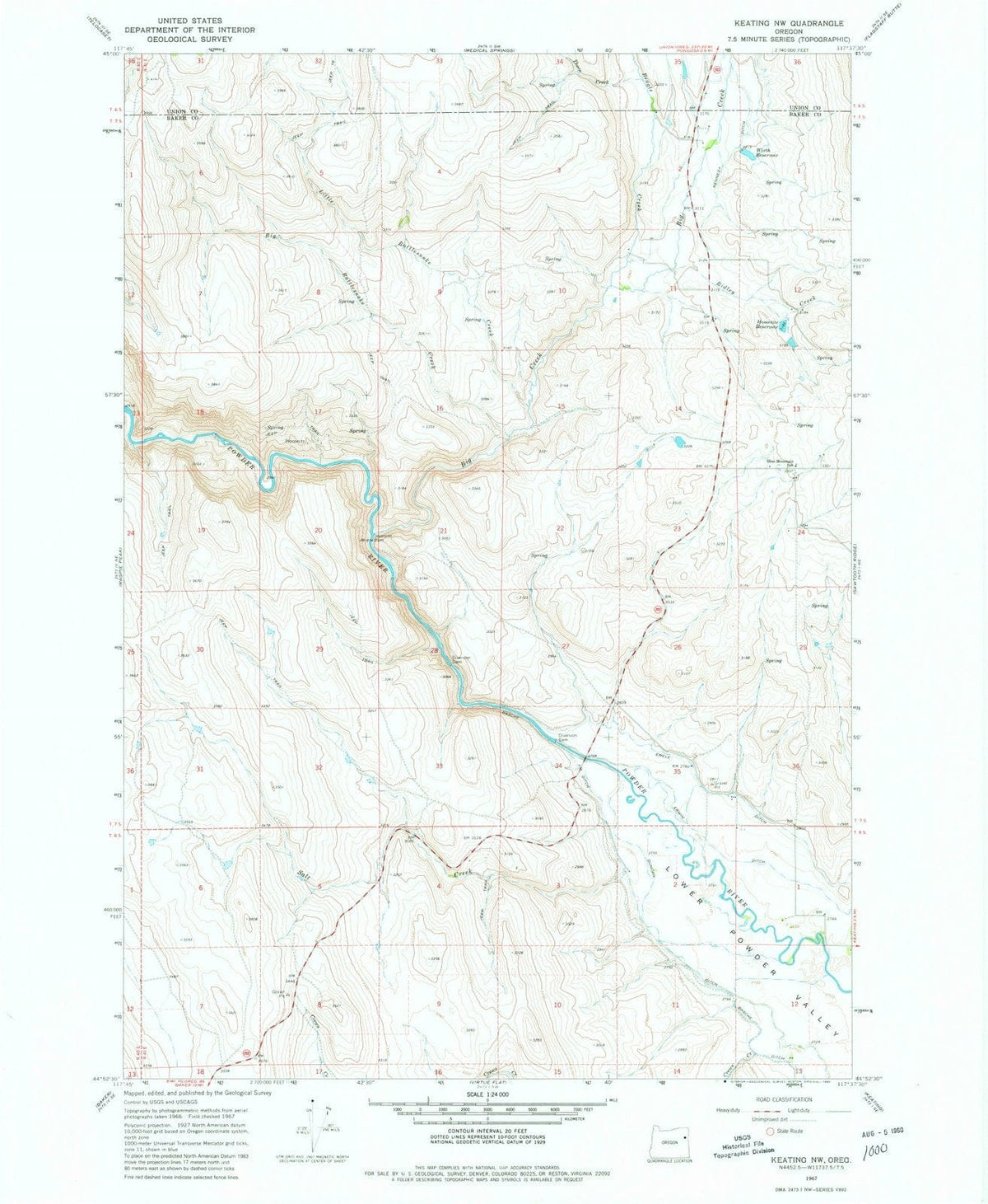 1967 Keating, OR - Oregon - USGS Topographic Map
