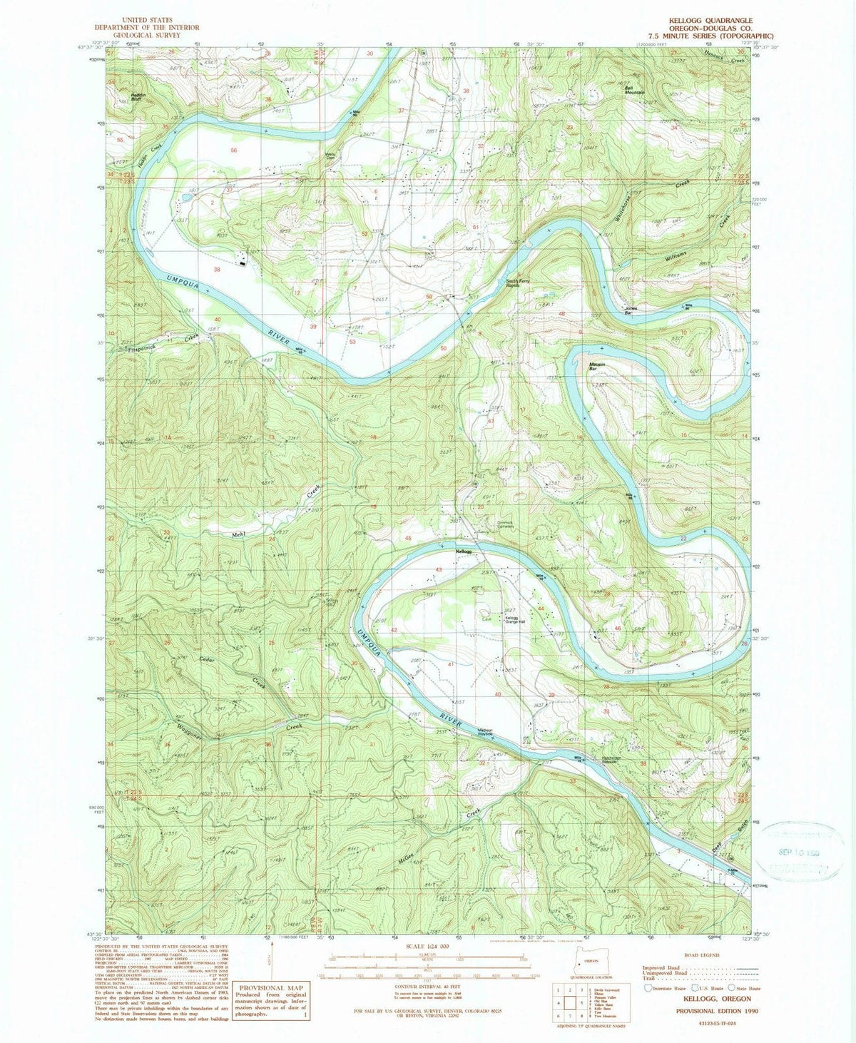 1990 Kellogg, OR - Oregon - USGS Topographic Map