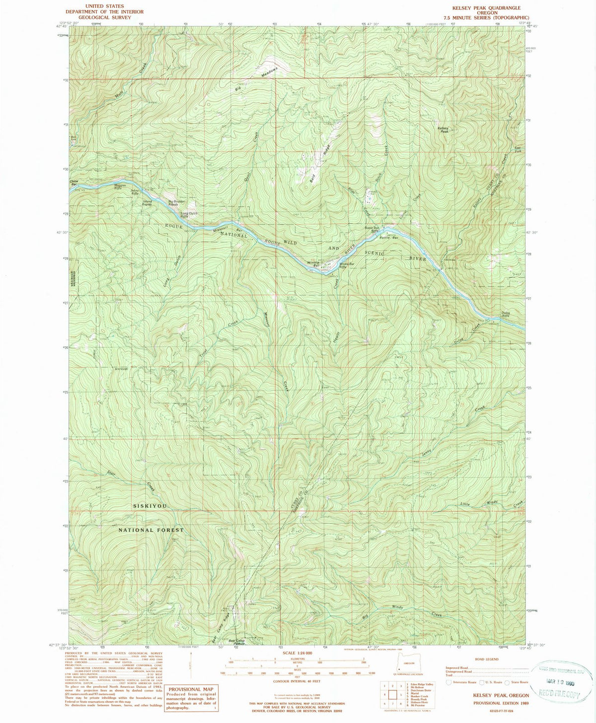 1989 Kelsey Peak, OR - Oregon - USGS Topographic Map