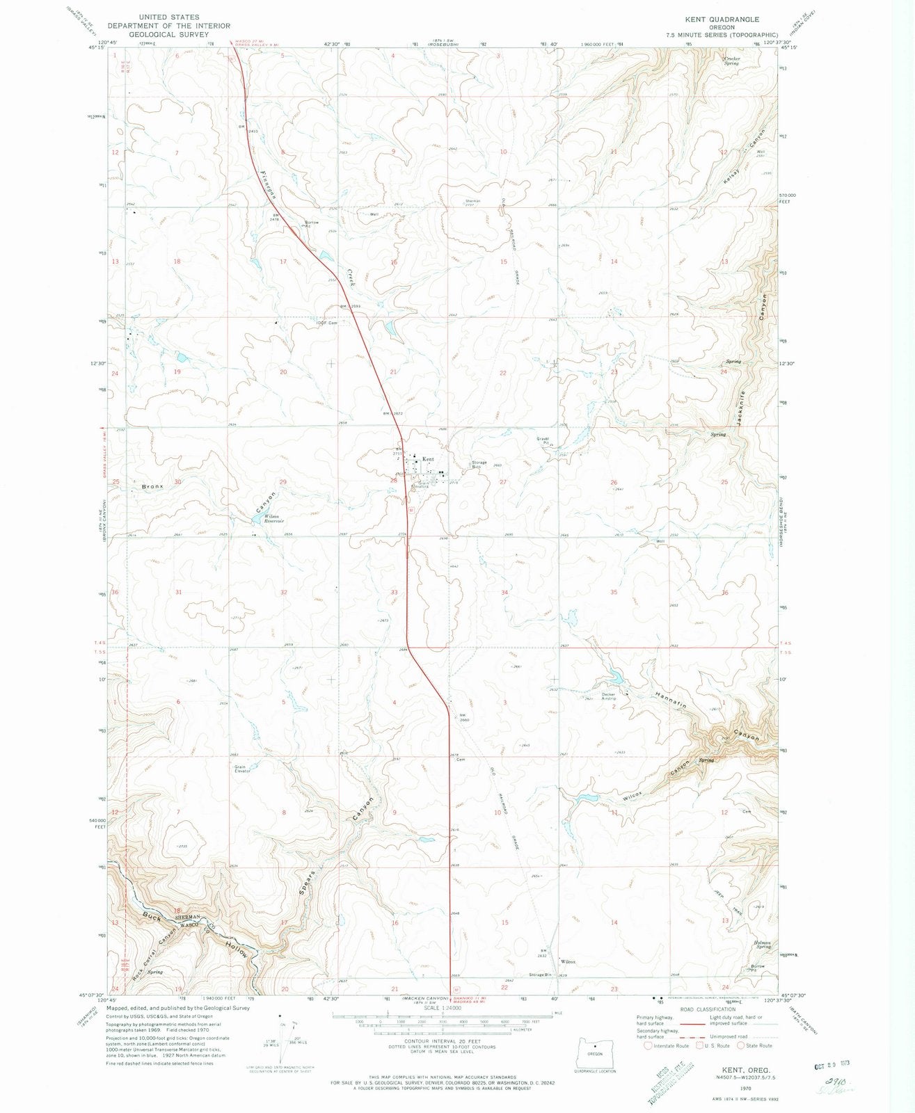 1970 Kent, OR - Oregon - USGS Topographic Map