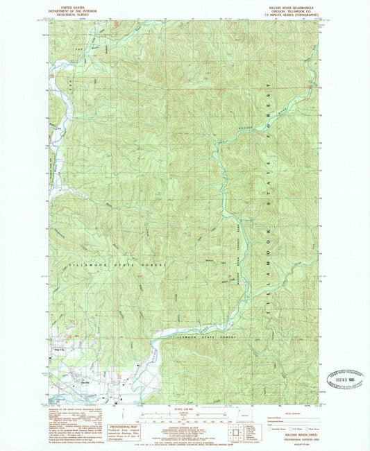 1985 Kilchis River, OR - Oregon - USGS Topographic Map