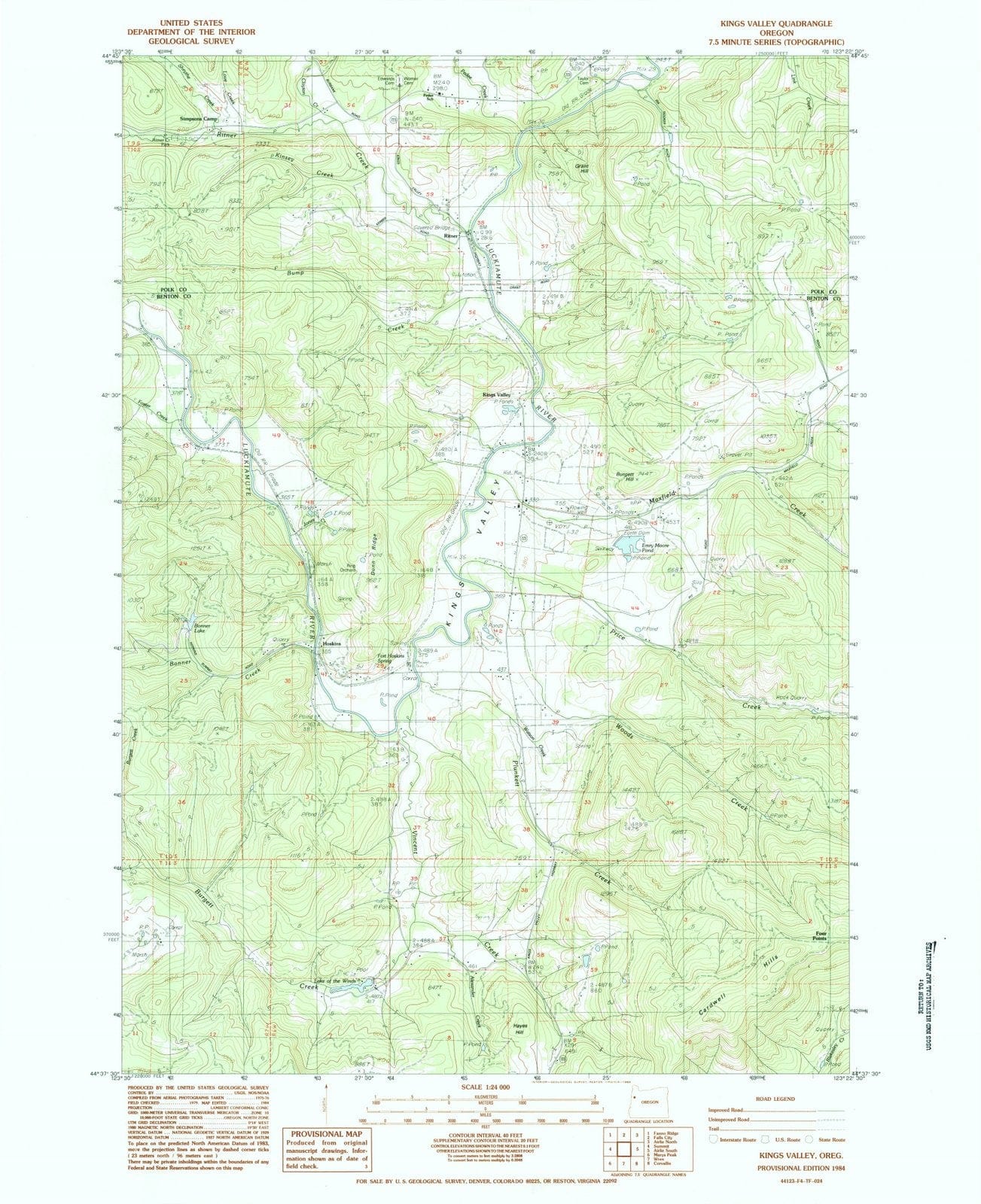 1984 Kings Valley, OR - Oregon - USGS Topographic Map