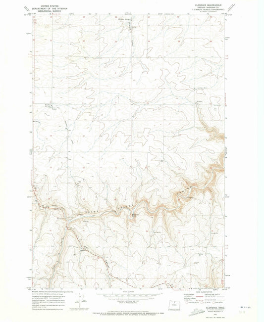 1971 Klondike, OR - Oregon - USGS Topographic Map