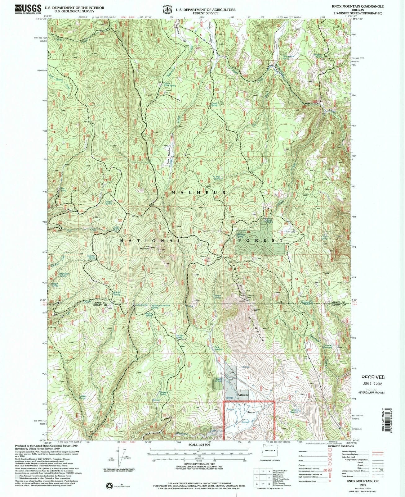 1999 Knox Mountain, OR - Oregon - USGS Topographic Map