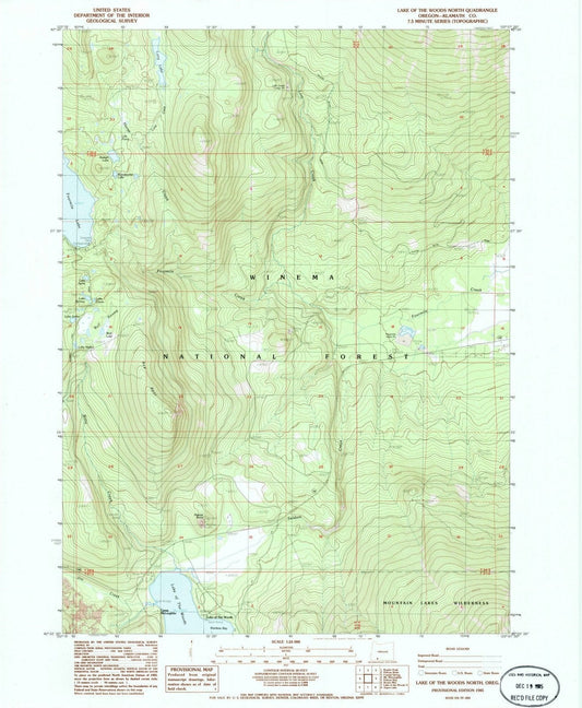 1985 Lake of The Woods North, OR - Oregon - USGS Topographic Map