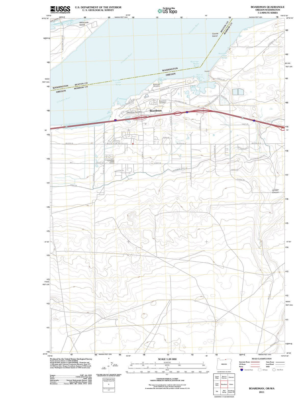 2011 Boardman, OR - Oregon - USGS Topographic Map