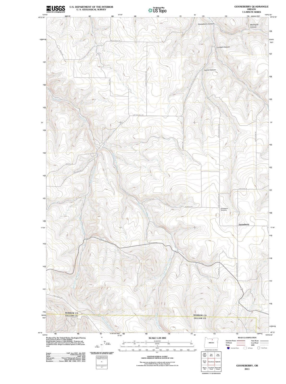 2011 Gooseberry, OR - Oregon - USGS Topographic Map