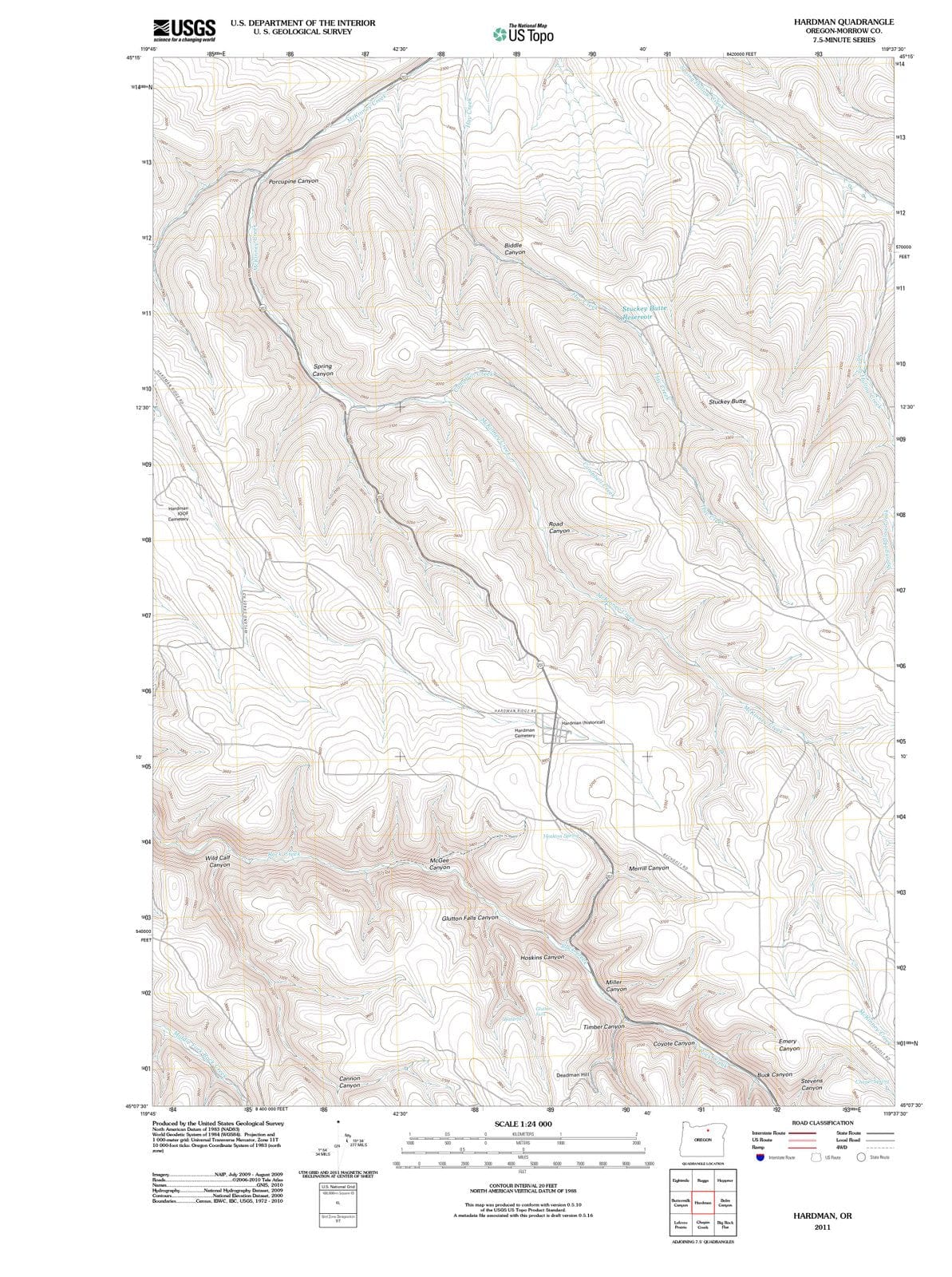 2011 Hardman, OR - Oregon - USGS Topographic Map