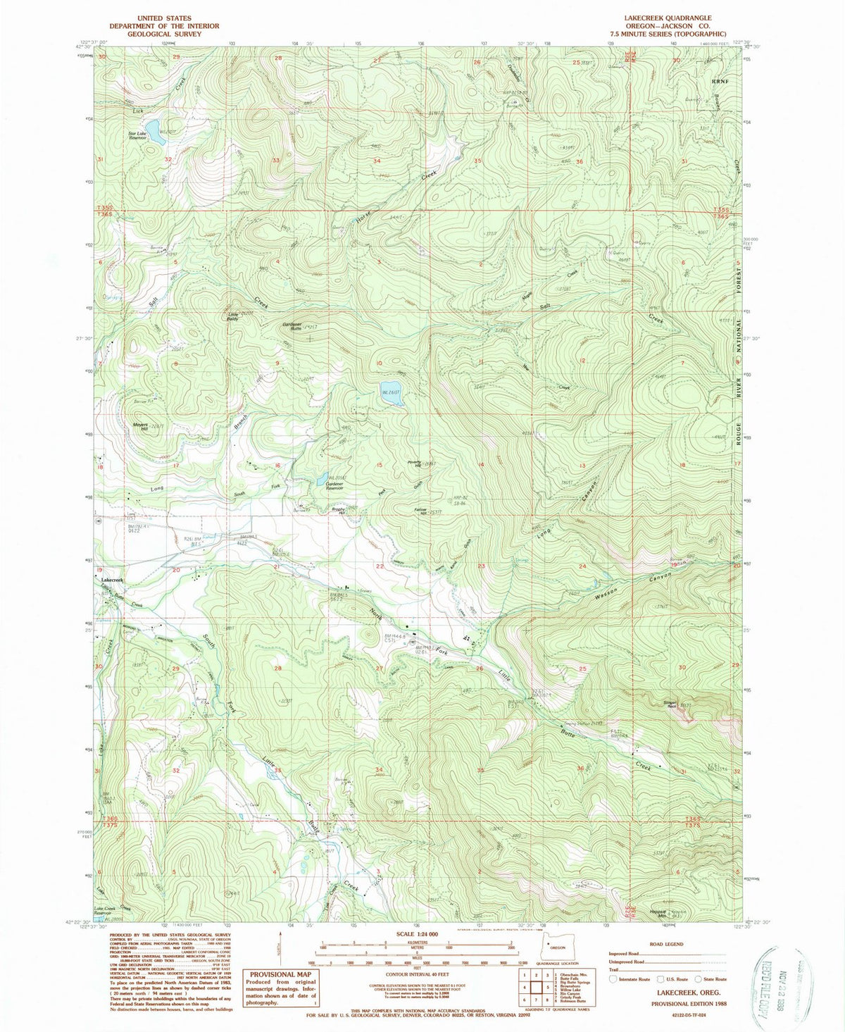1988 Lakecreek, OR - Oregon - USGS Topographic Map