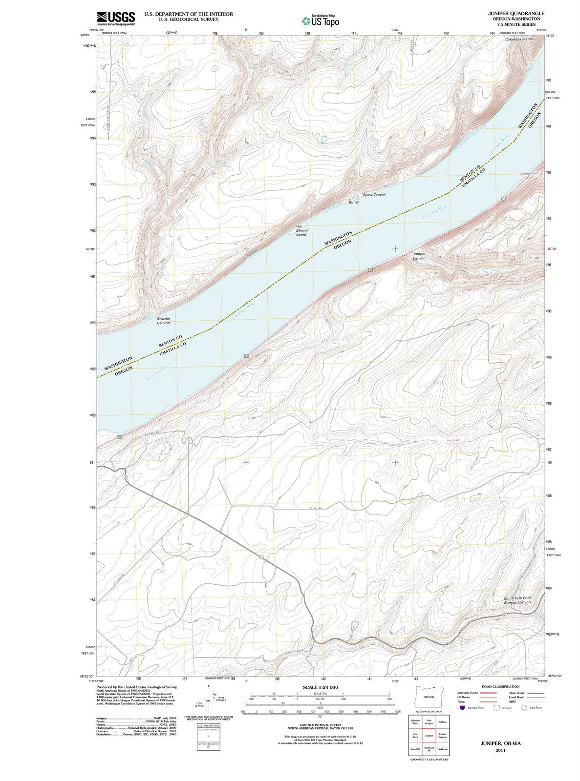 2011 Juniper, OR - Oregon - USGS Topographic Map