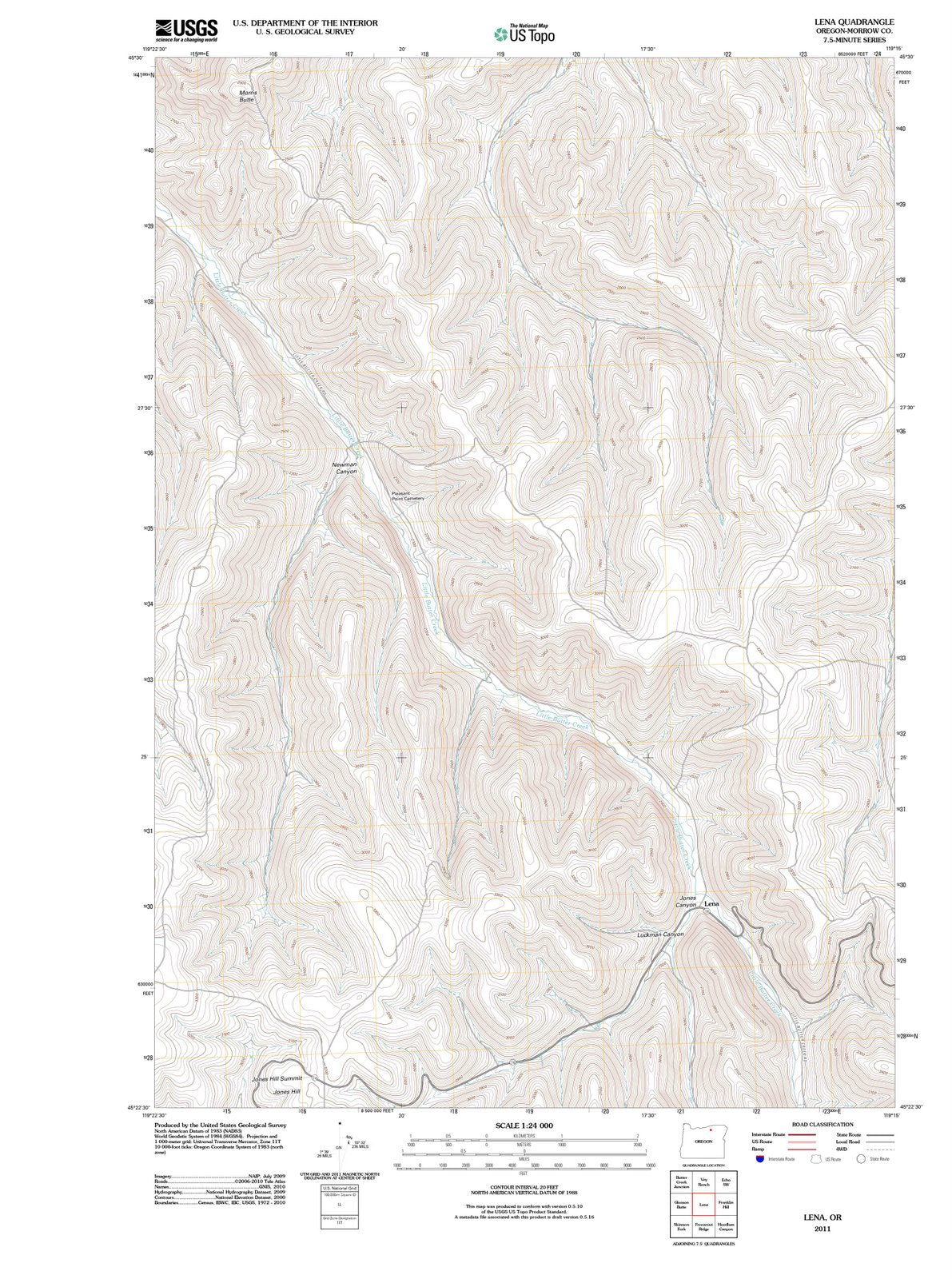 2011 Lena, OR - Oregon - USGS Topographic Map