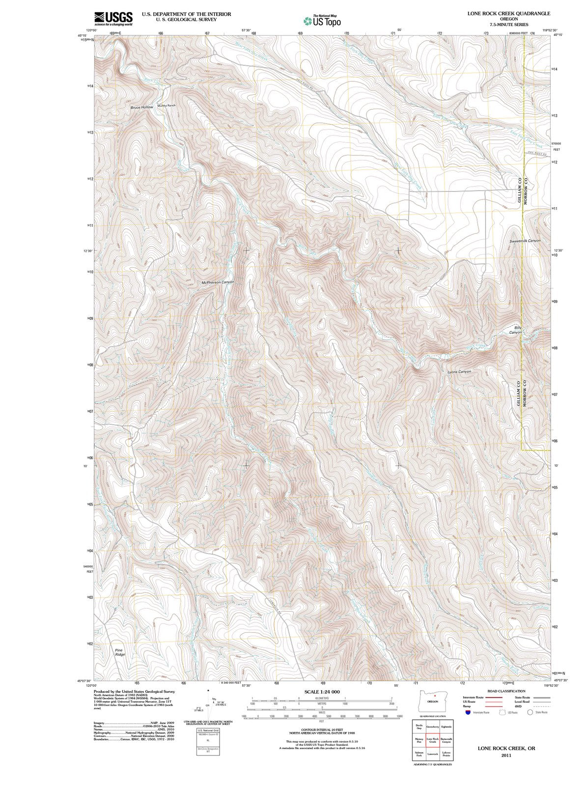2011 Lone Rock Creek, OR - Oregon - USGS Topographic Map