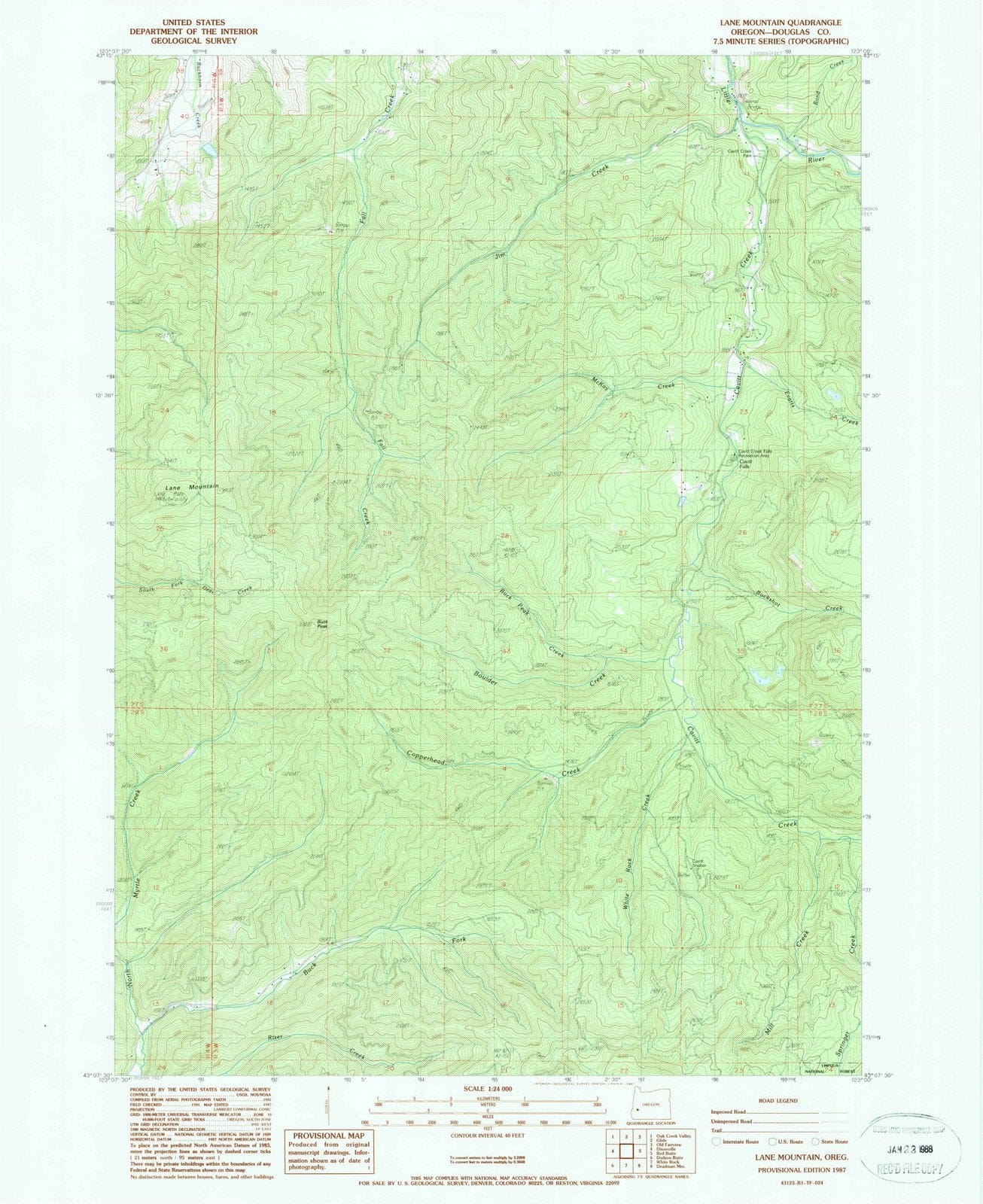 1987 Lane Mountain, OR - Oregon - USGS Topographic Map