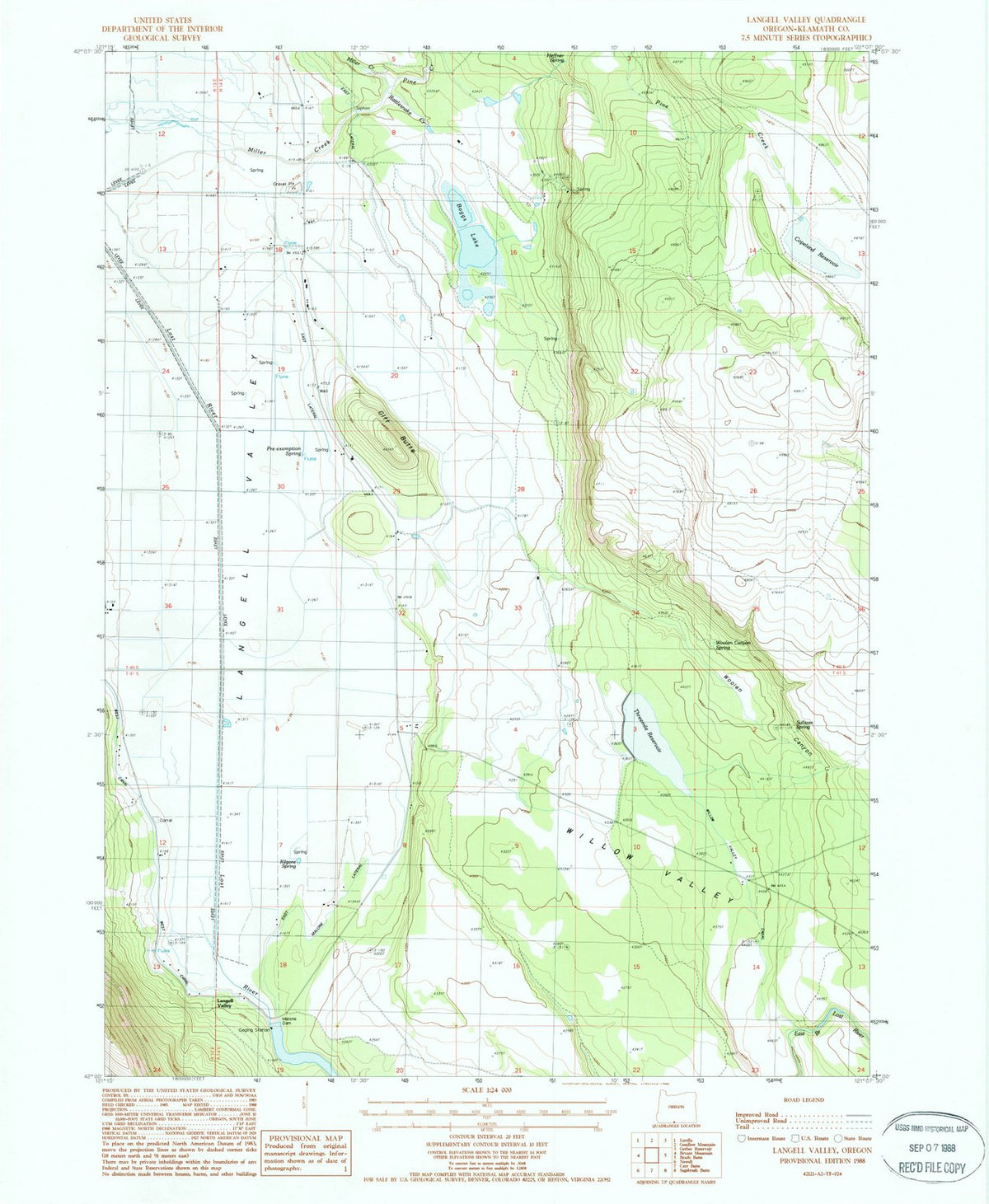 1988 Langell Valley, OR - Oregon - USGS Topographic Map