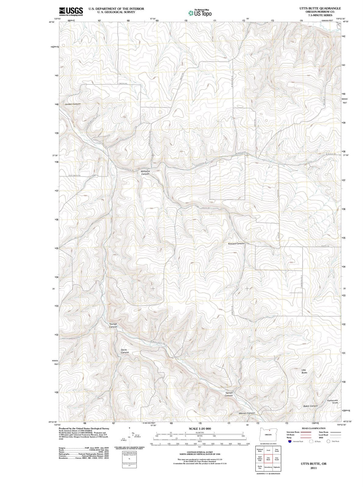 2011 Utts Butte, OR - Oregon - USGS Topographic Map