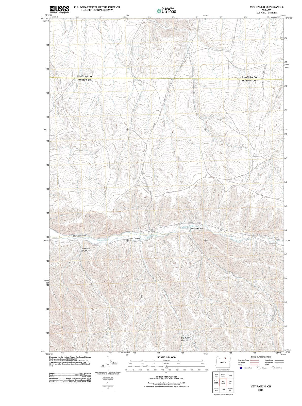2011 Vey Ranch, OR - Oregon - USGS Topographic Map