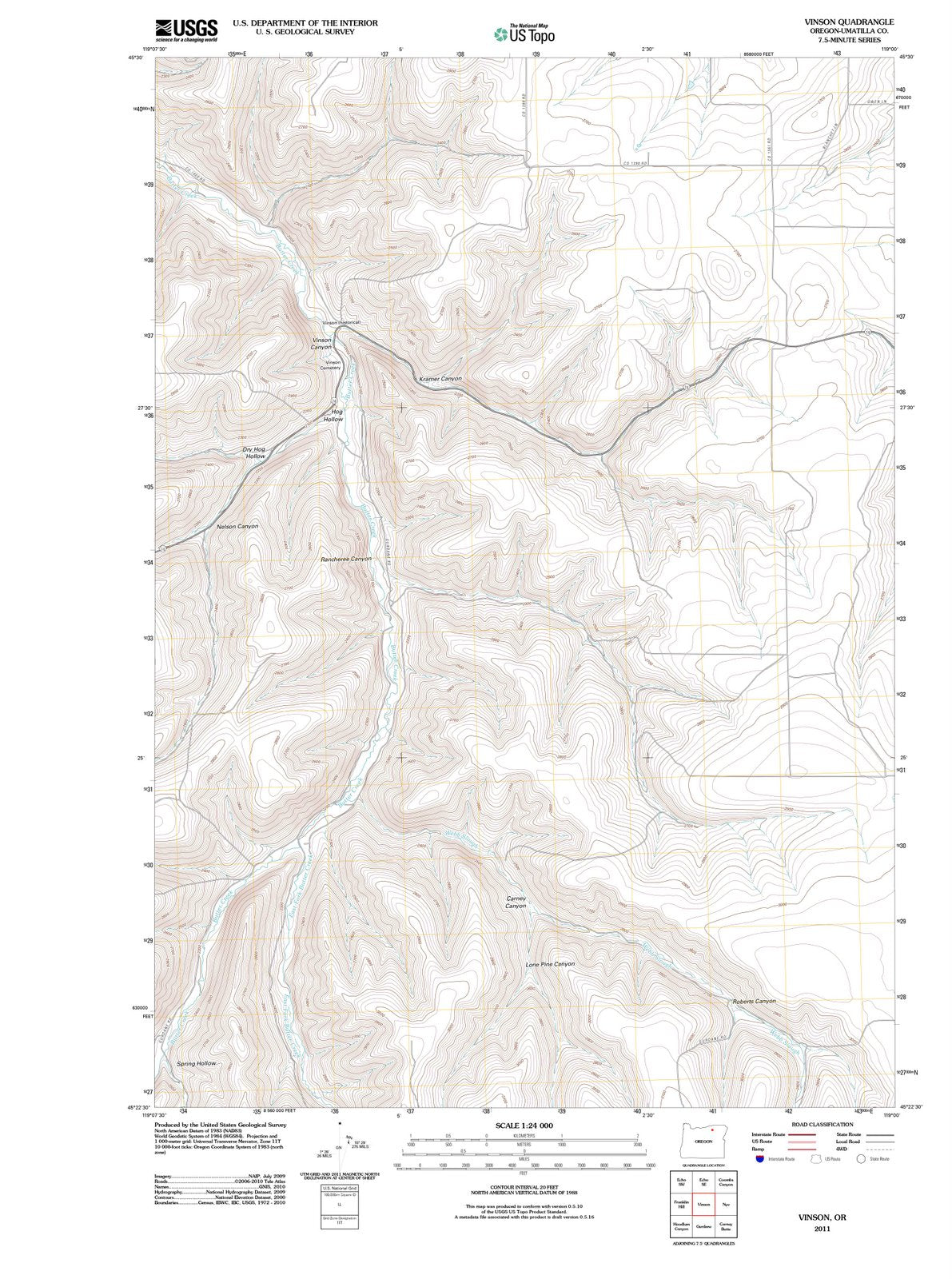 2011 Vinson, OR - Oregon - USGS Topographic Map