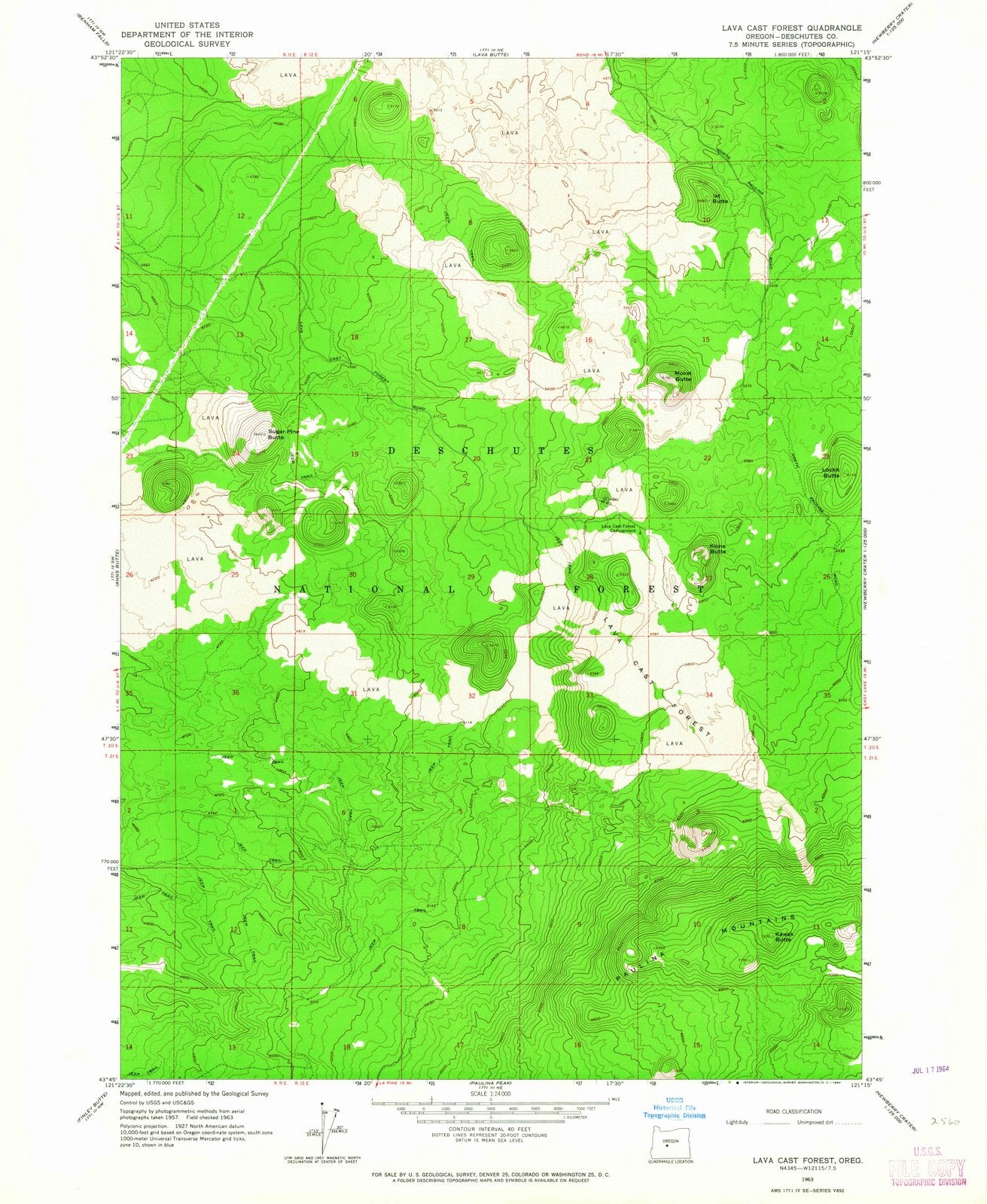 1963 Lava Cast Forest, OR - Oregon - USGS Topographic Map