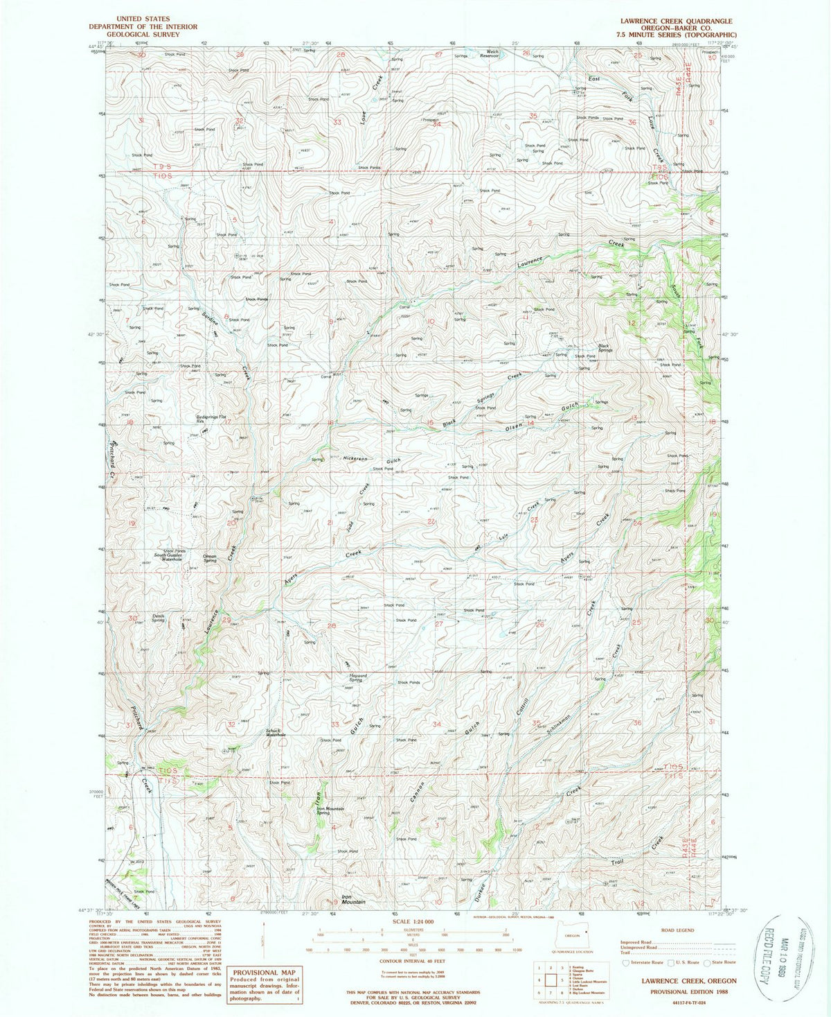 1988 Lawrence Creek, OR - Oregon - USGS Topographic Map