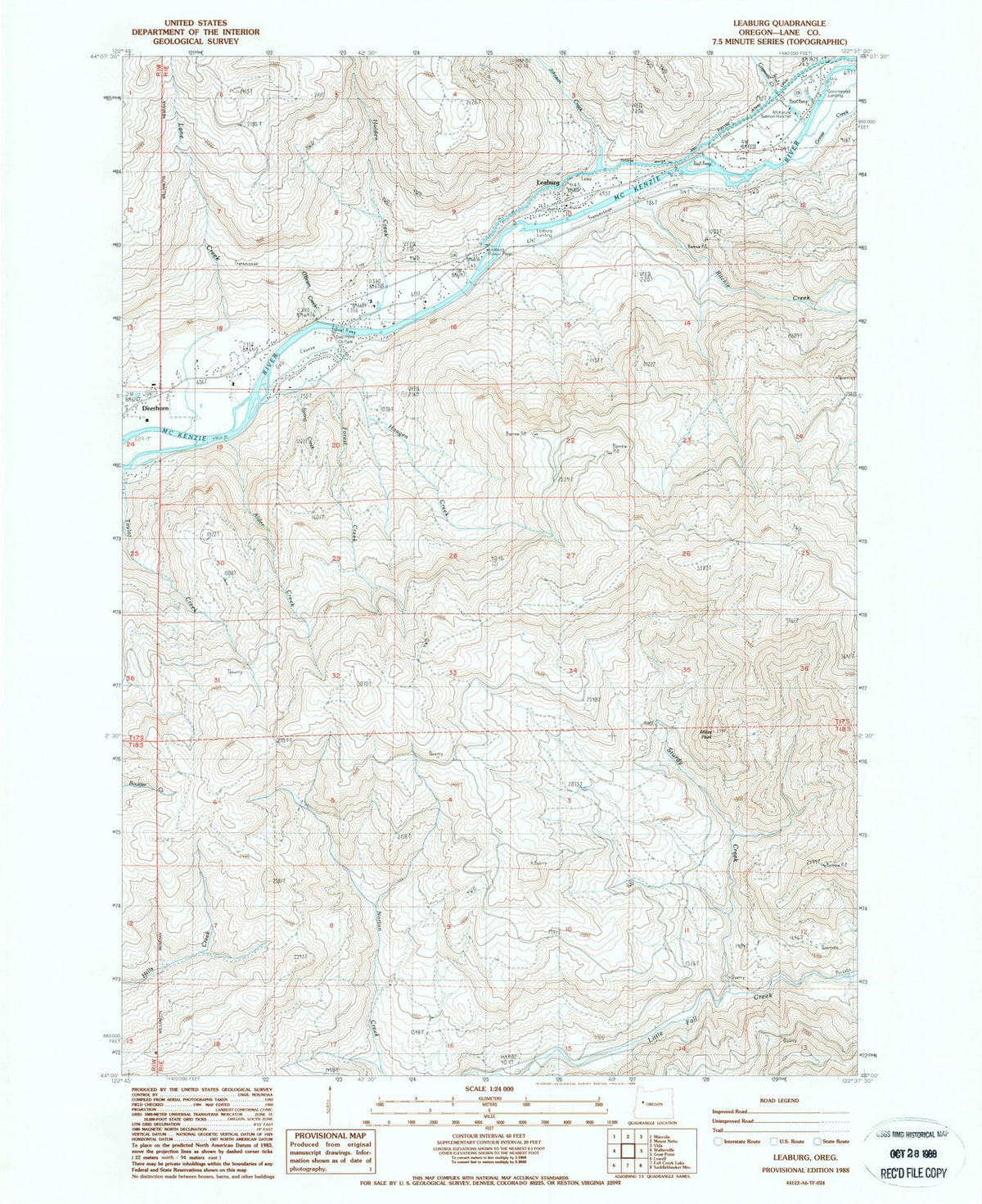 1988 Leaburg, OR - Oregon - USGS Topographic Map