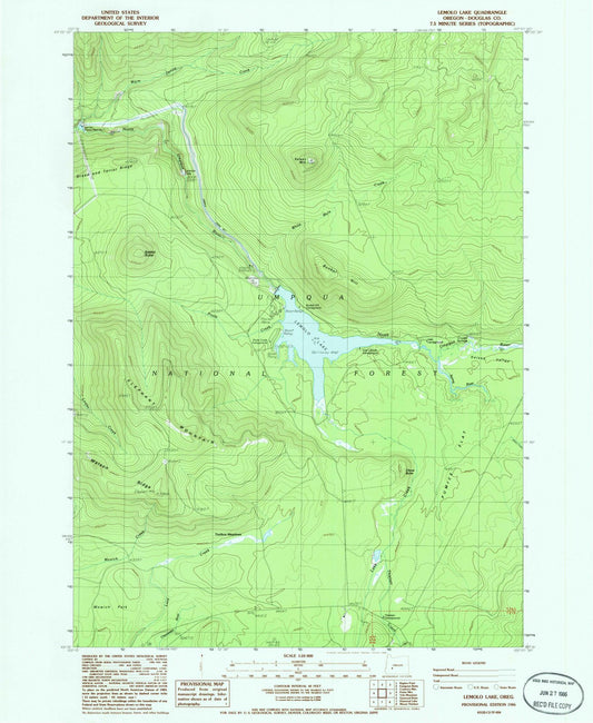 1986 Lemolo Lake, OR - Oregon - USGS Topographic Map
