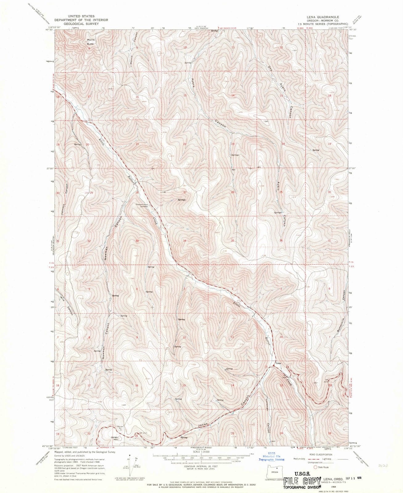 1968 Lena, OR - Oregon - USGS Topographic Map