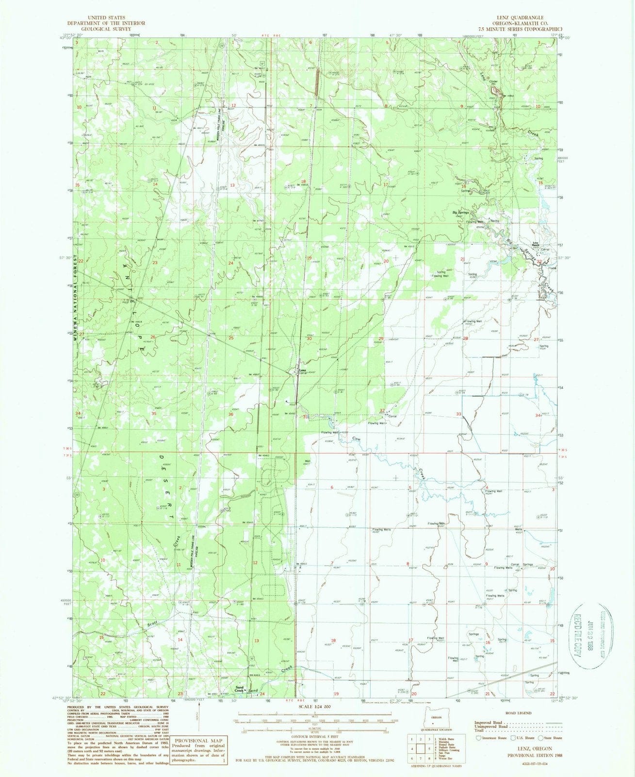1988 Lenz, OR - Oregon - USGS Topographic Map