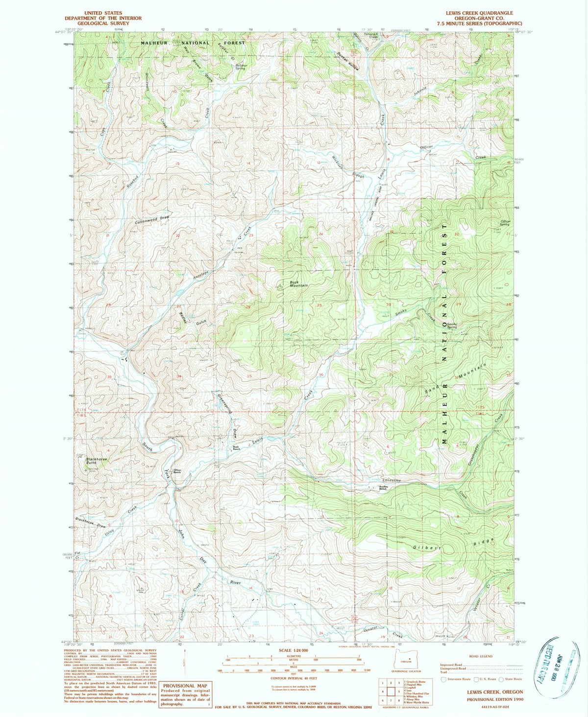 1990 Lewis Creek, OR - Oregon - USGS Topographic Map