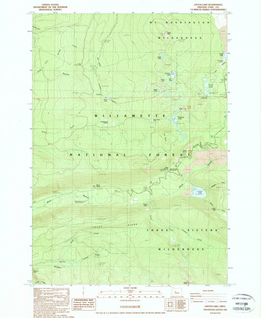 1988 Linton Lake, OR - Oregon - USGS Topographic Map