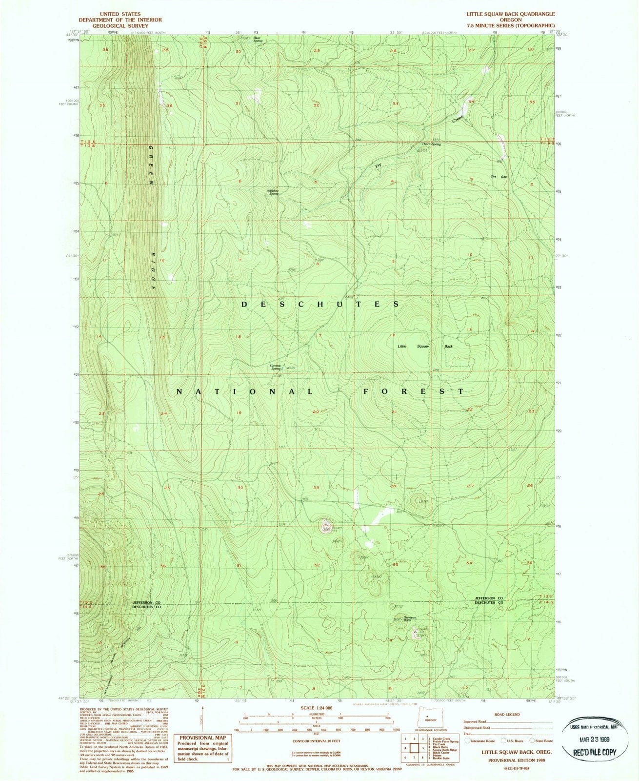 1988 Little Squaw Back, OR - Oregon - USGS Topographic Map